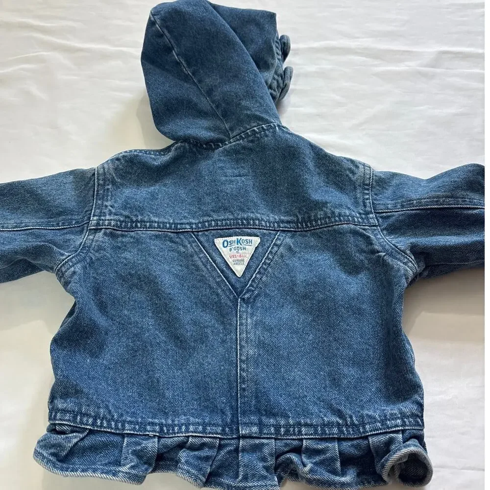 OshKosh B'Gosh Vintage 90s Y2k Denim Jacket Bomber Rare Girls 3T Back to School